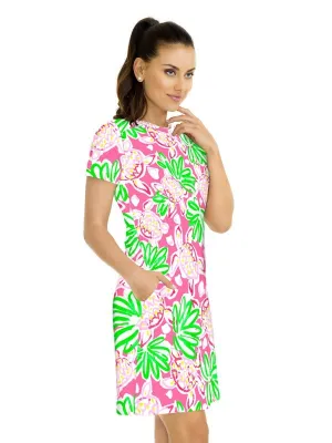 Vintage printed Knit Dress With Short sleeve &amp; Pocket Style 295B91 LPMP