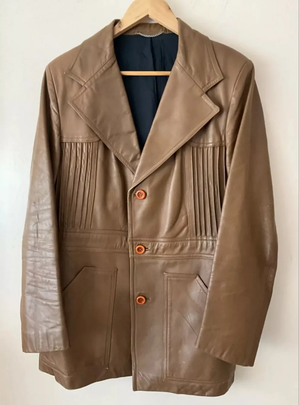 Vintage Women's Brown Tan Leather Jacket – Retro Boho Charm 14/16