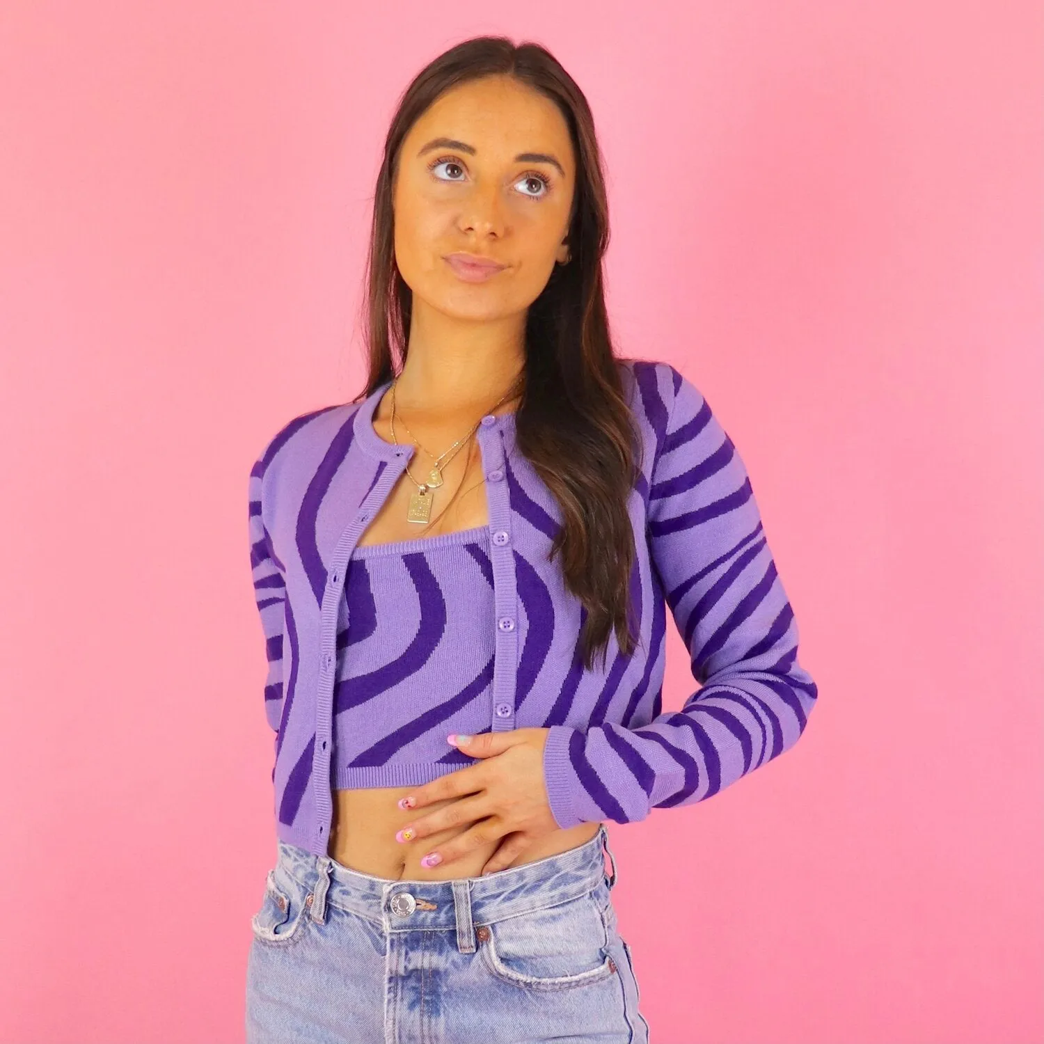 Viviane Purple Cardigan