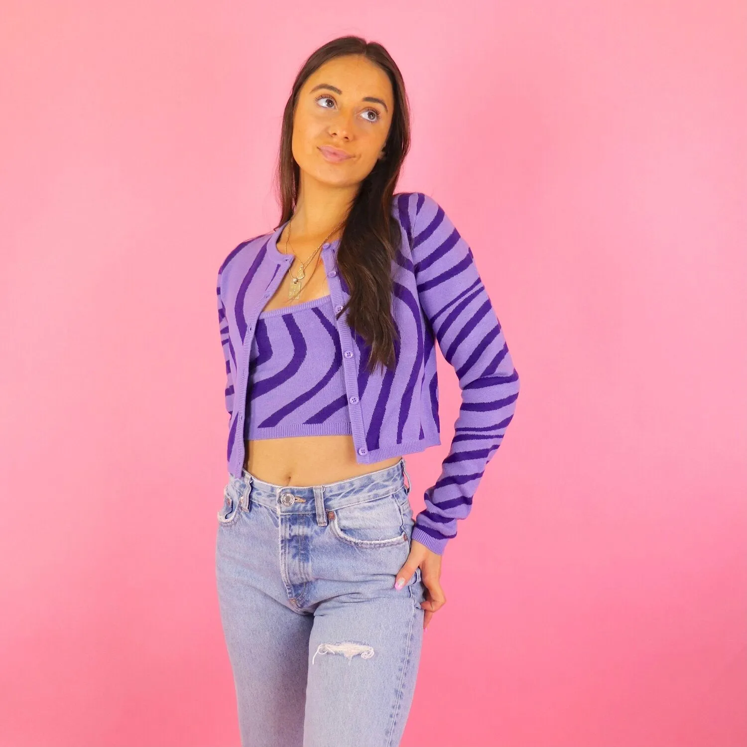 Viviane Purple Cardigan