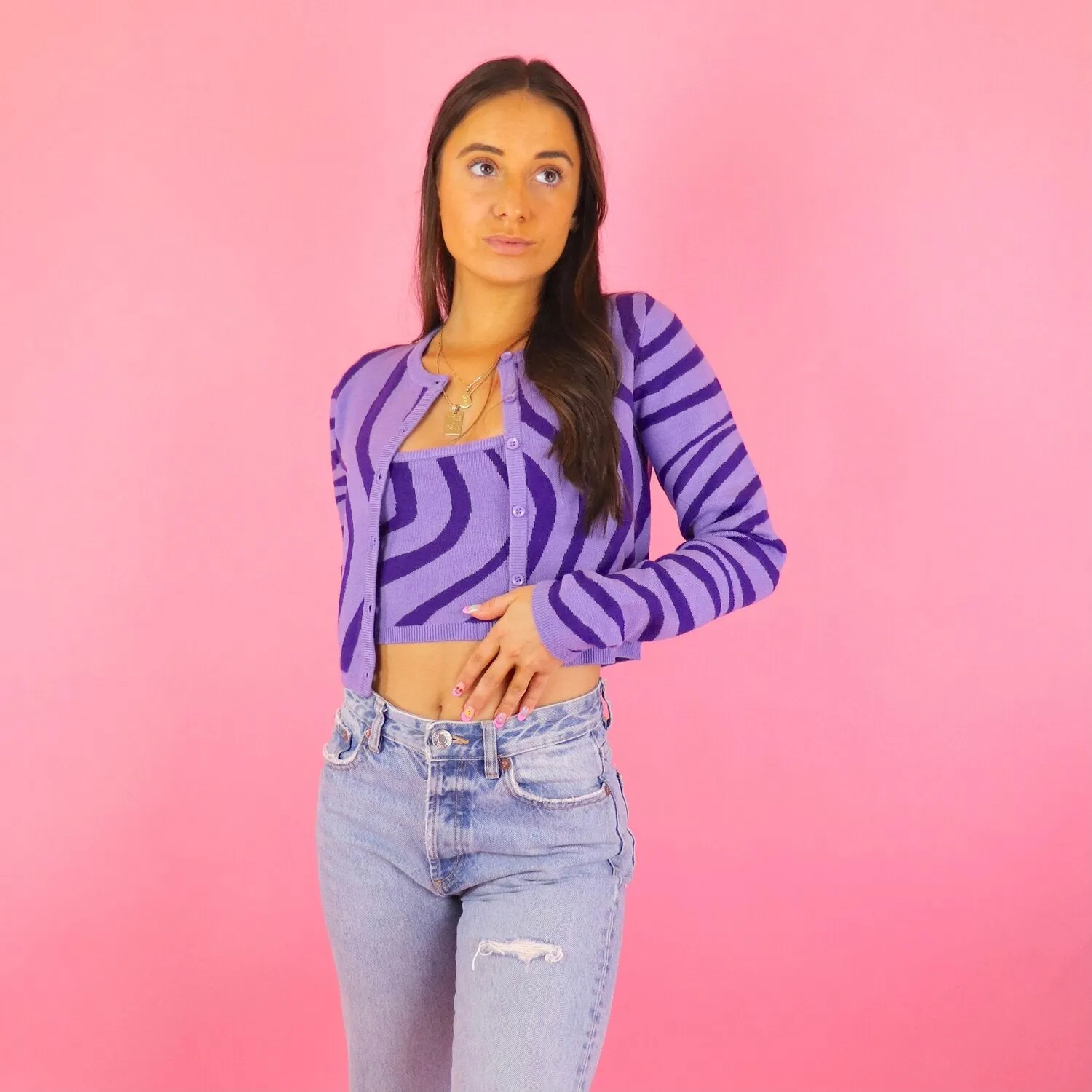 Viviane Purple Cardigan