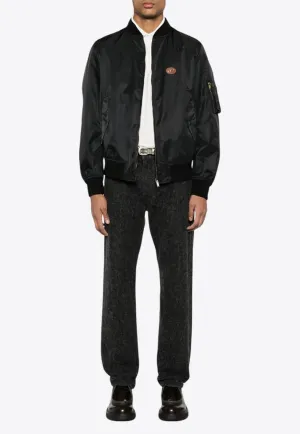 VLogo Patch Zip-Up Bomber Jacket