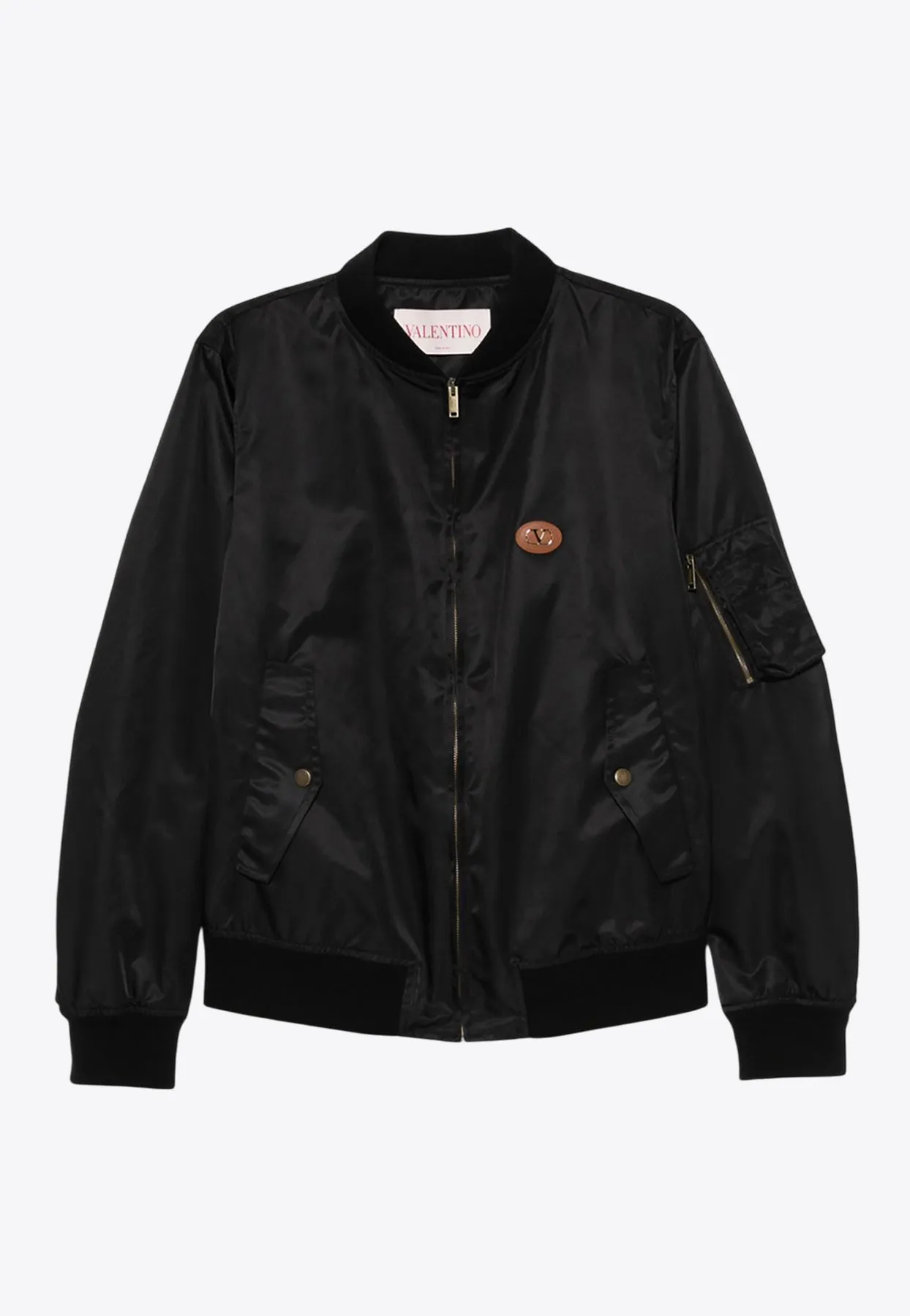 VLogo Patch Zip-Up Bomber Jacket