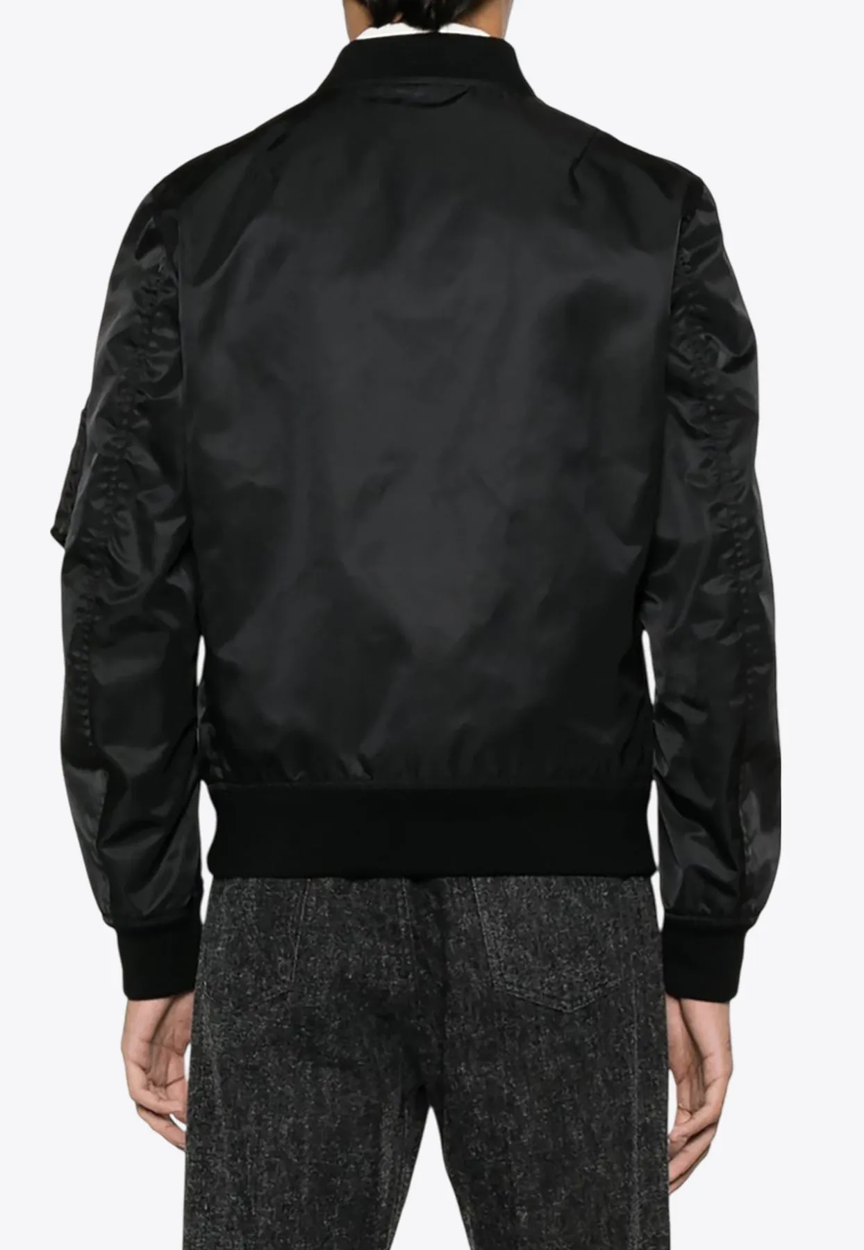 VLogo Patch Zip-Up Bomber Jacket