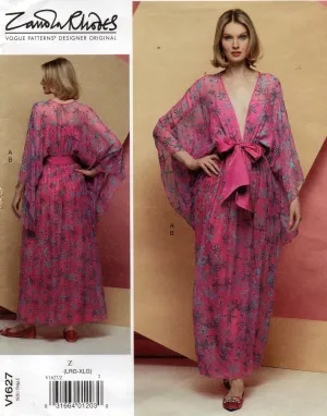 Vogue American Designer 1627 ZANDRA RHODES Womens Evening Kimono Dress & Sash Sewing Pattern Sizes XS-M or L-XL UNCUT Factory Folded