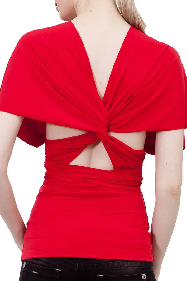 VON VONNI Women's Red Transformer Wrap Top VVT001 NWT