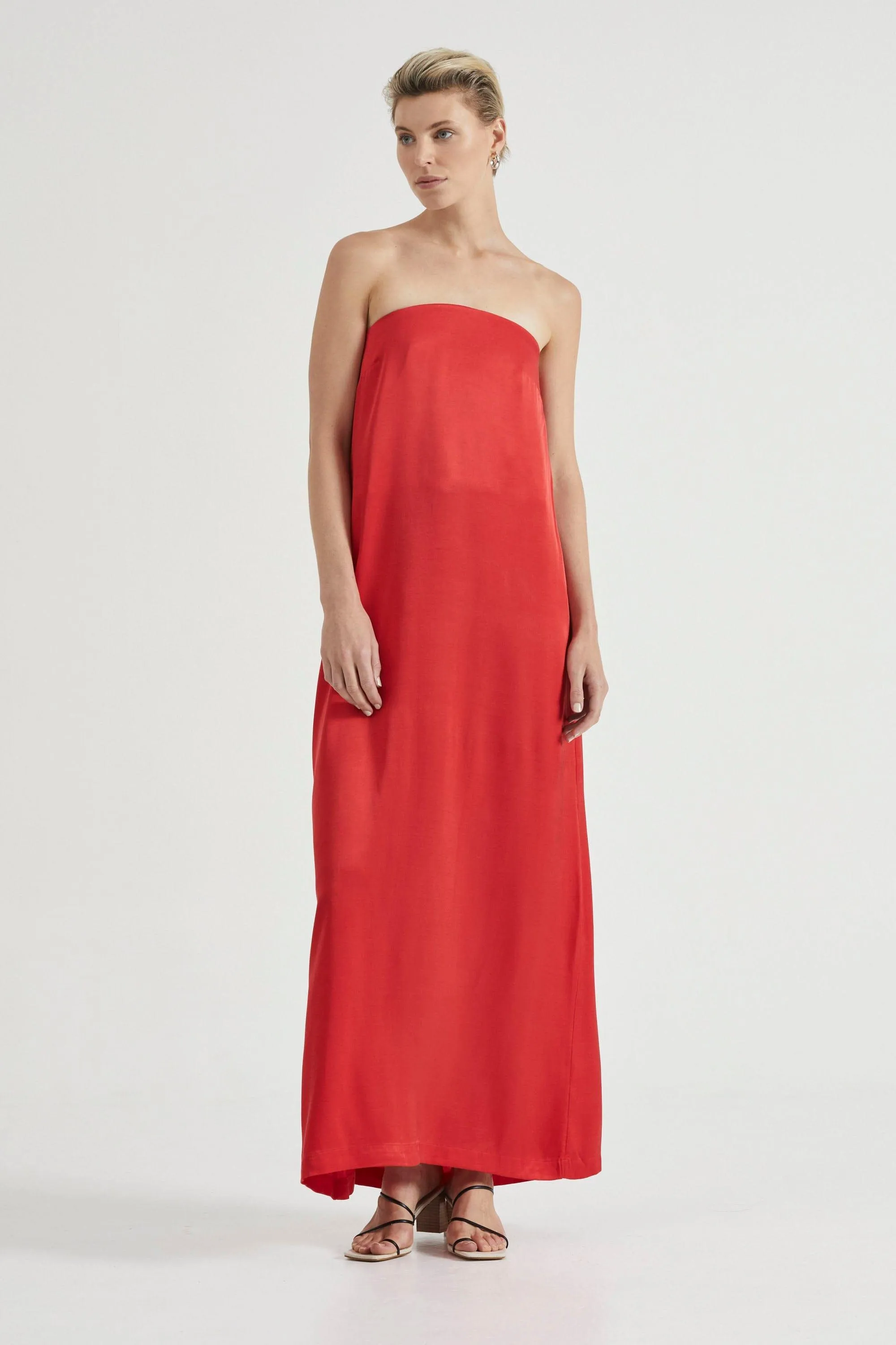 VOYAGE STRAPLESS MAXI | CRIMSON