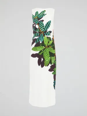 White Printed Column Dress