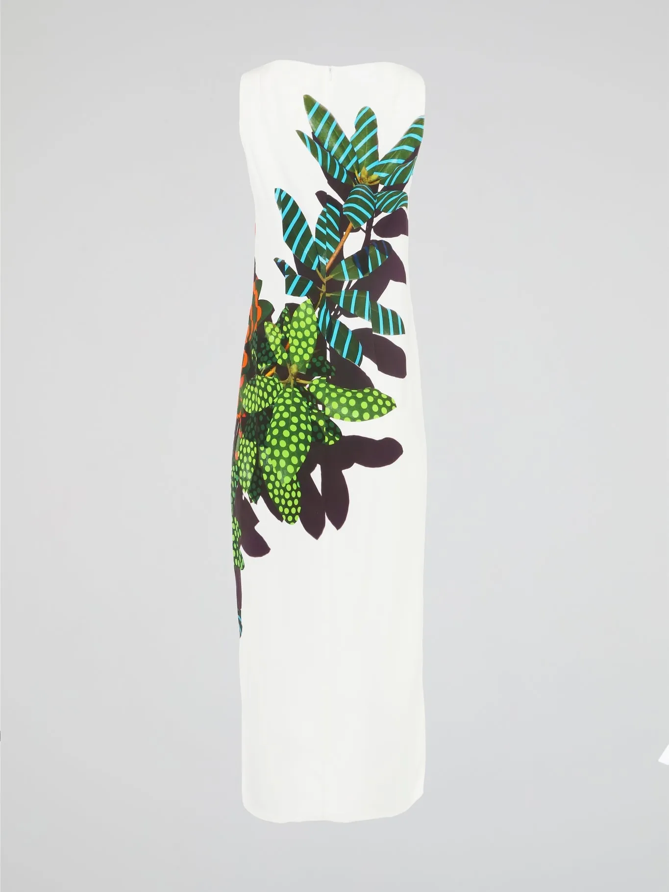 White Printed Column Dress