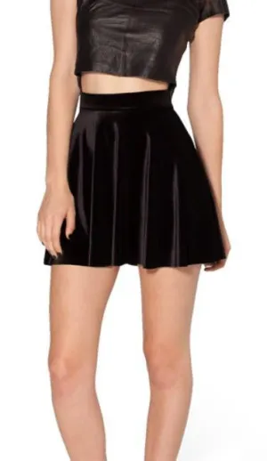 women high waist Velvet pleated skirts fashion For women Velvet Black Skater Skirt S M L XL