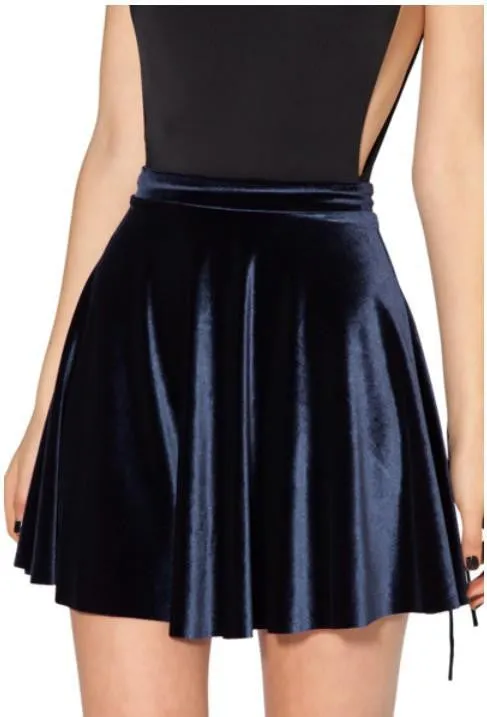 women high waist Velvet pleated skirts fashion For women Velvet Black Skater Skirt S M L XL