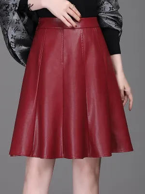 Women  Pu Leather Short Skirt High Waist All-Match  Skirt