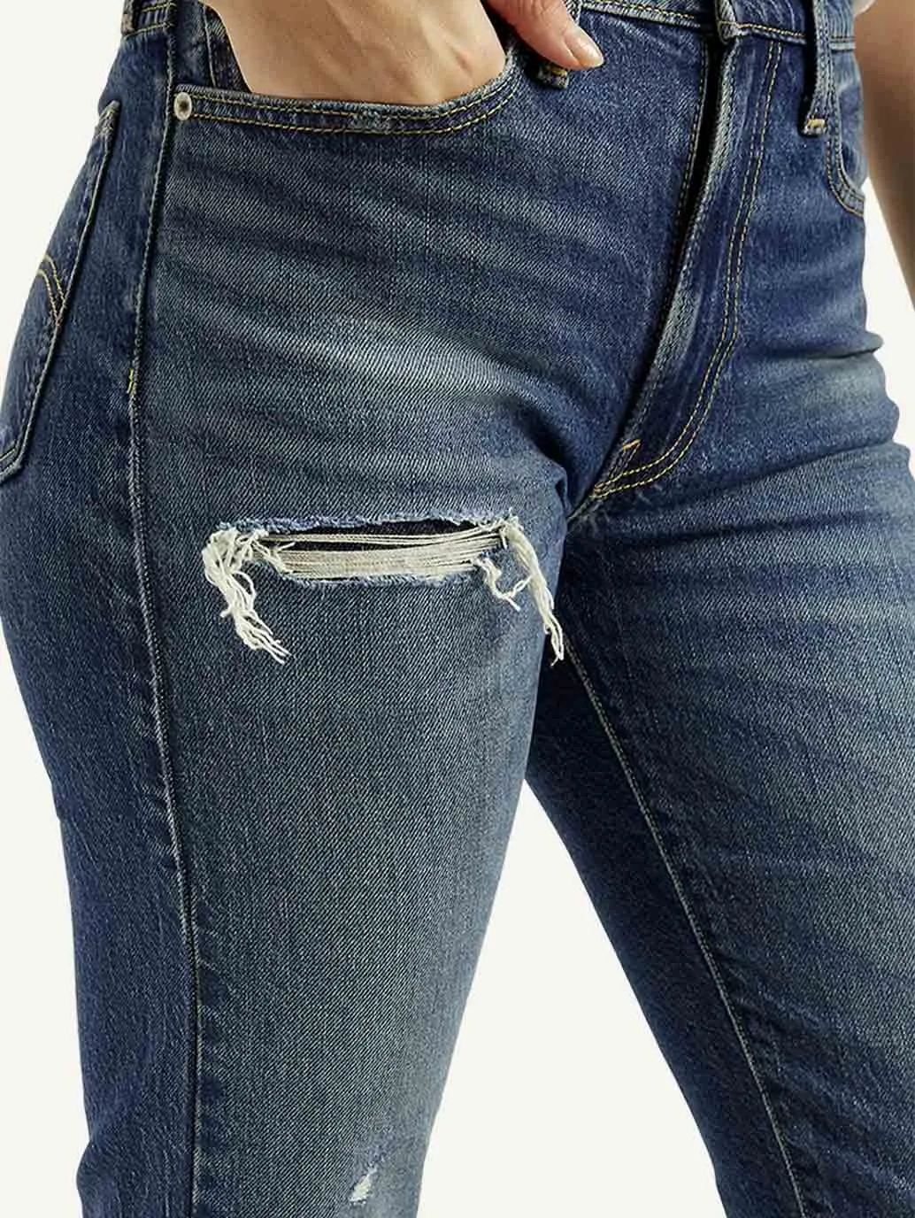 Women's Blue Straight Fit High Rise Jeans