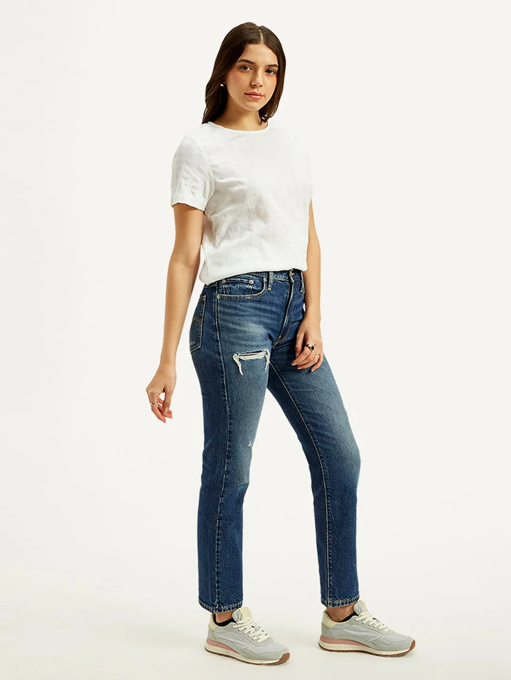 Women's Blue Straight Fit High Rise Jeans