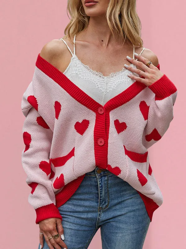 Women's Cardigan Pocket V-neck Knitted Jacket