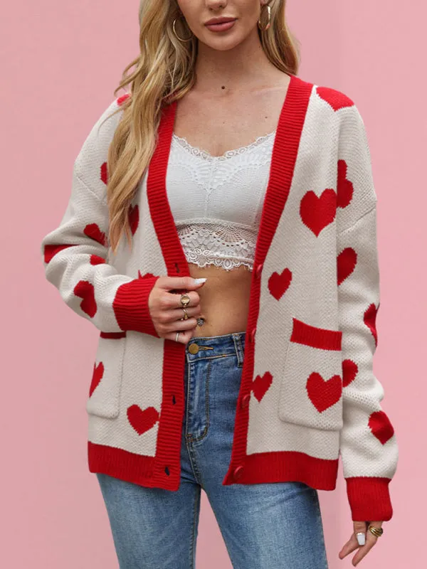 Women's Cardigan Pocket V-neck Knitted Jacket