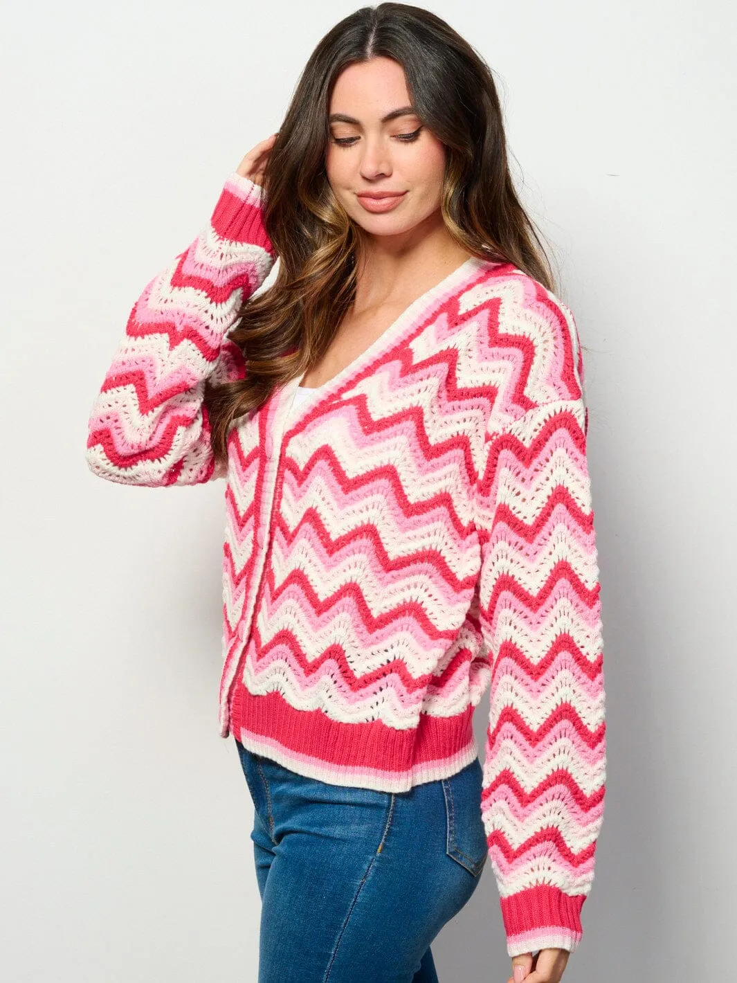 WOMEN'S LONG SLEEVE BUTTON CLOSURE KNIT SWEATER CARDIGAN