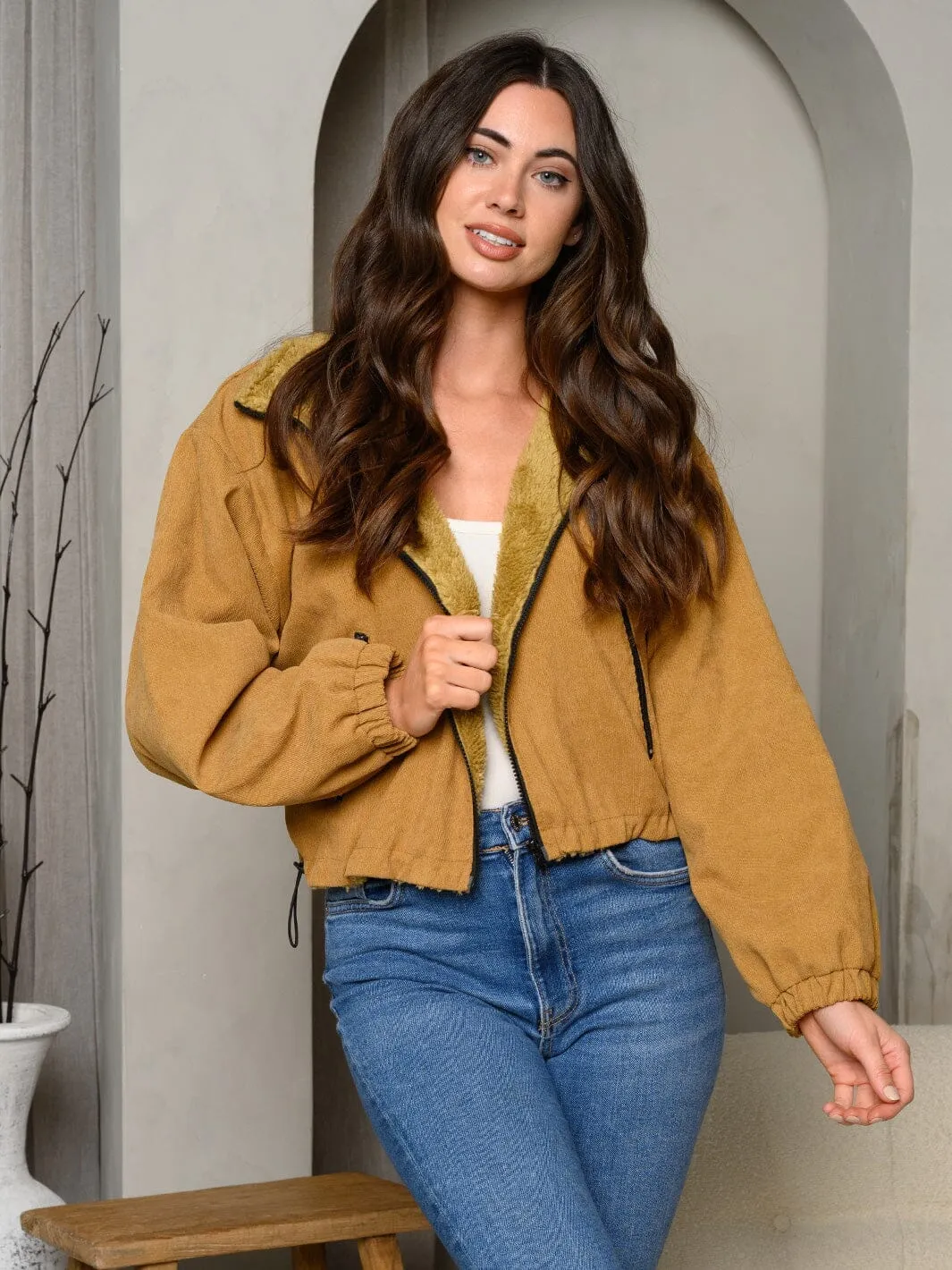 WOMEN'S LONG SLEEVE INSIDE FLEECE ZIP UP JACKET