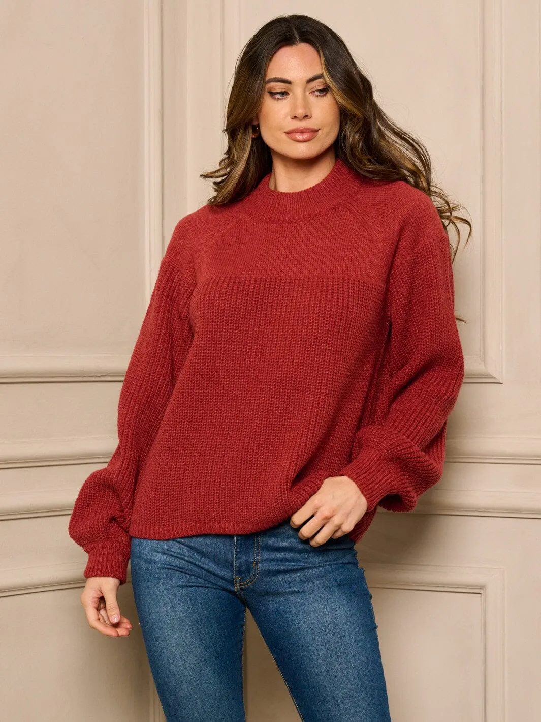 WOMEN'S LONG SLEEVE KNIT PULLOVER SWEATER