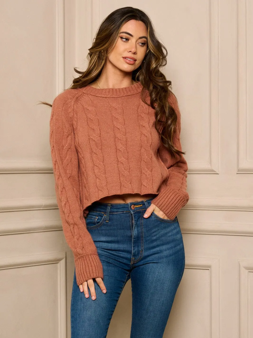 WOMEN'S LONG SLEEVE KNIT PULLOVER SWEATER