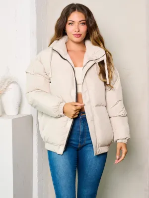 WOMEN'S LONG SLEEVES ZIP UP PADDED JACKET
