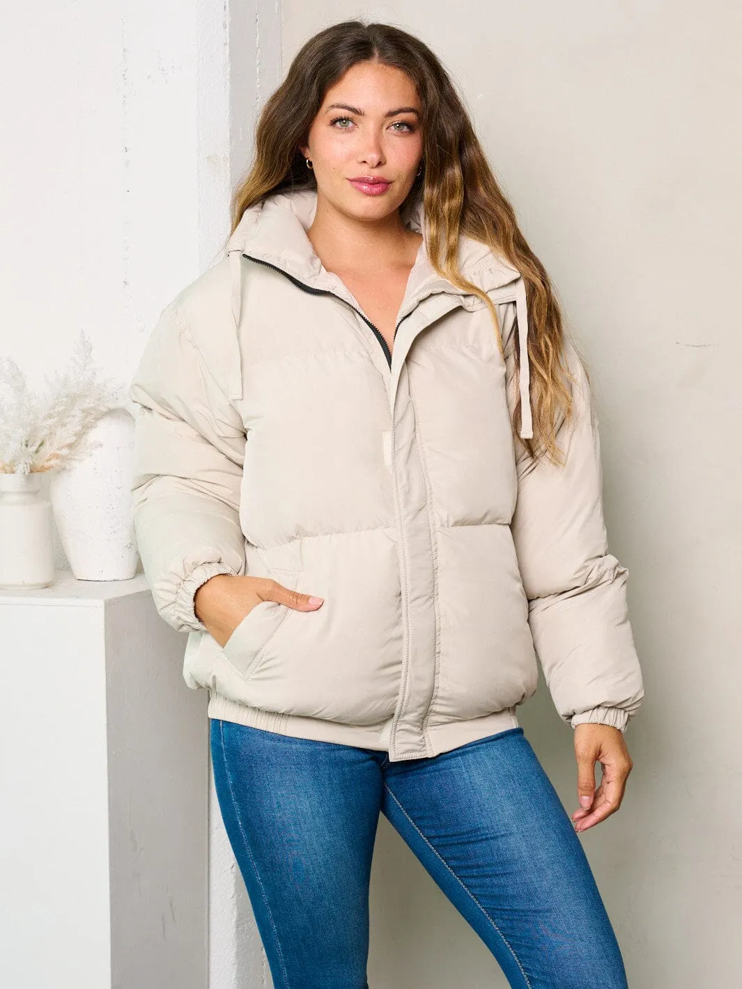 WOMEN'S LONG SLEEVES ZIP UP PADDED JACKET