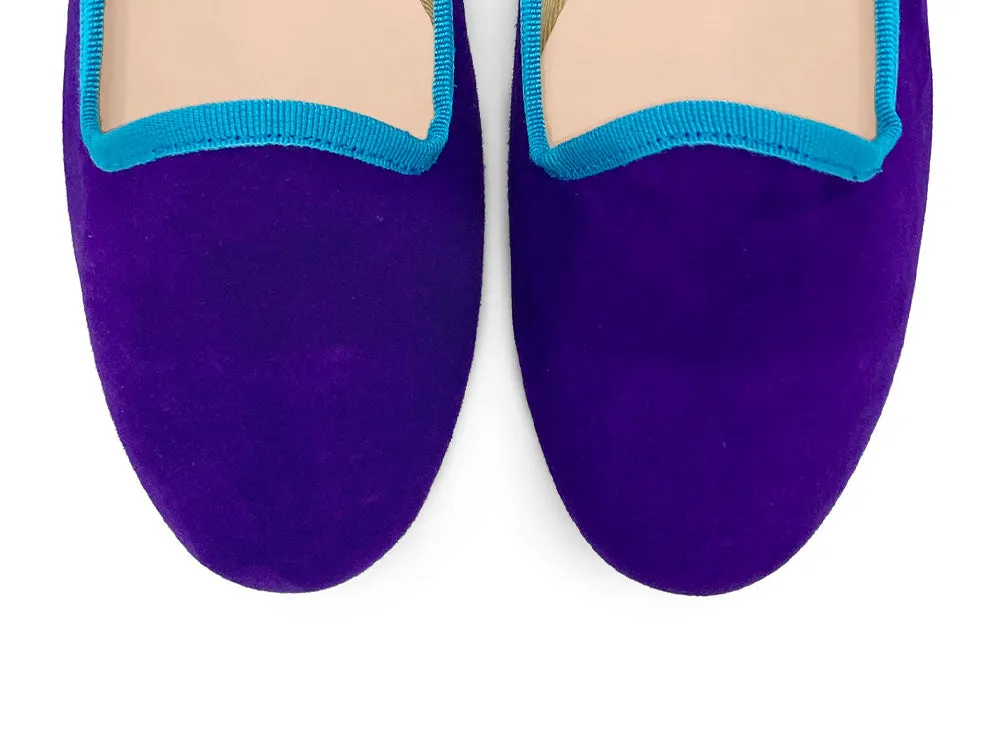 Women’s Purple Suede Loafers with Turquoise Details