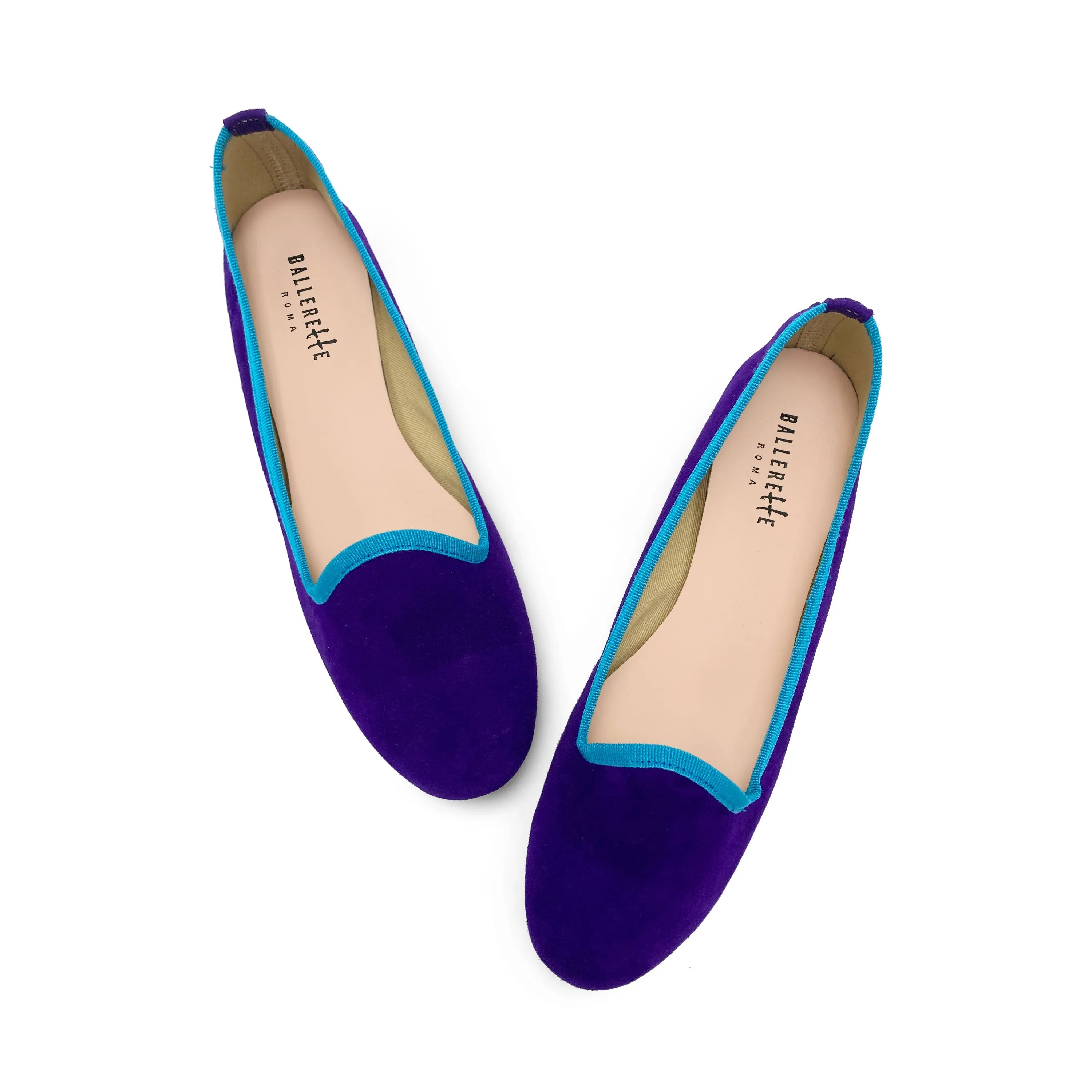 Women’s Purple Suede Loafers with Turquoise Details