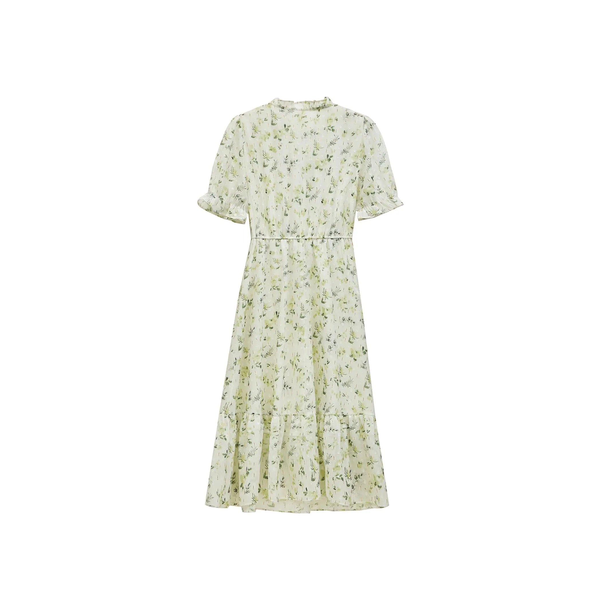 Women's Ruched Dress with Stunning Floral Print and Ruffle Accents