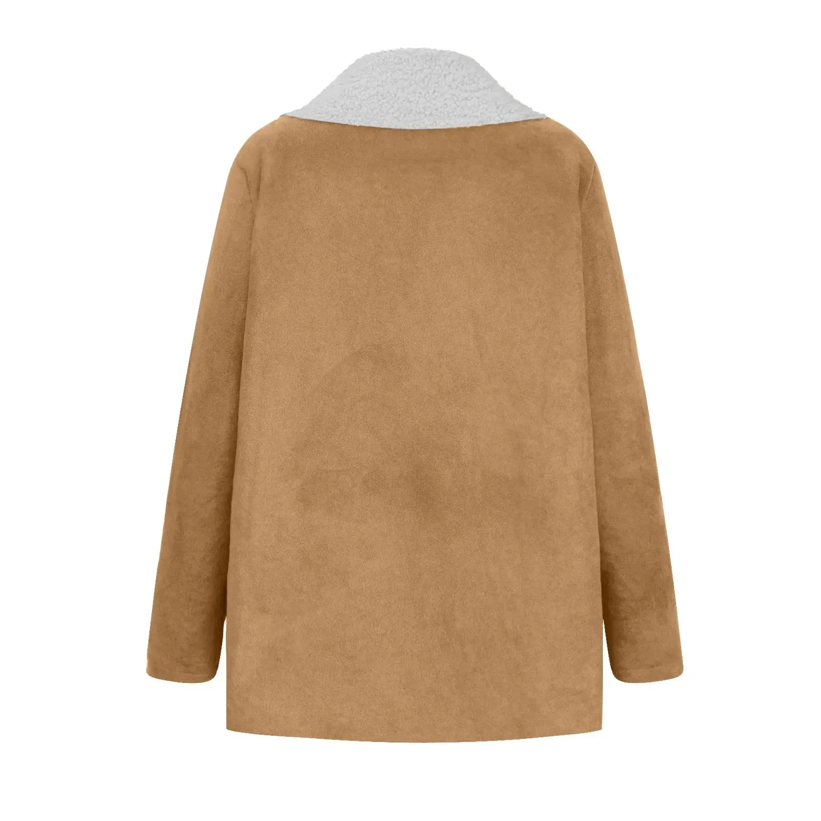 Women's Winter Jacket Plus Size Fleece Lined Jackets Streetwear 2024 Suede Coats Warm Notch Lapel Outerwear With Big Pockets