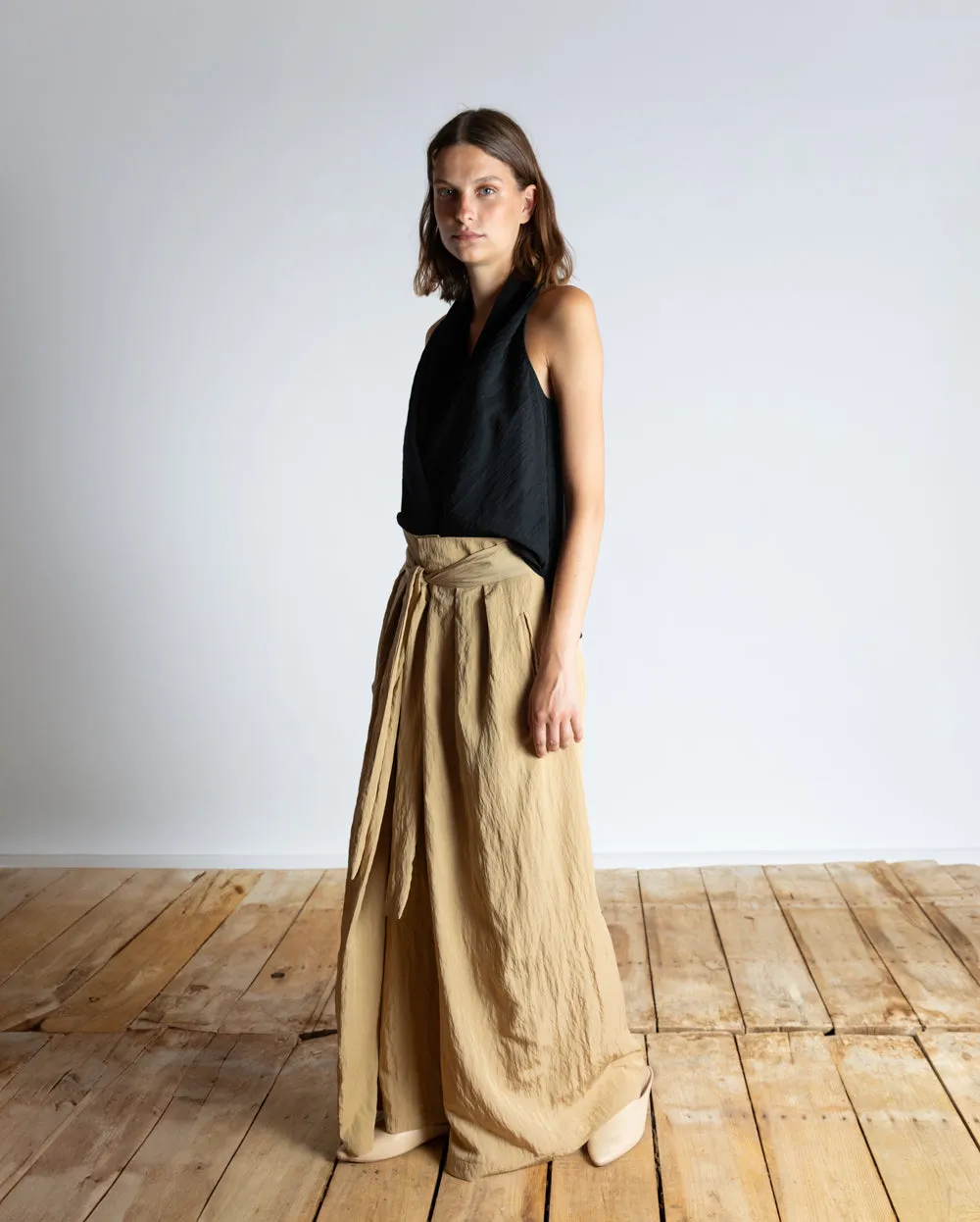 Wrap Palazzo Pants with Cross Tie Detail
