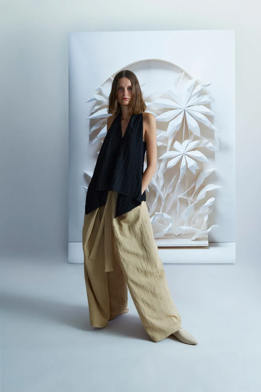 Wrap Palazzo Pants with Cross Tie Detail