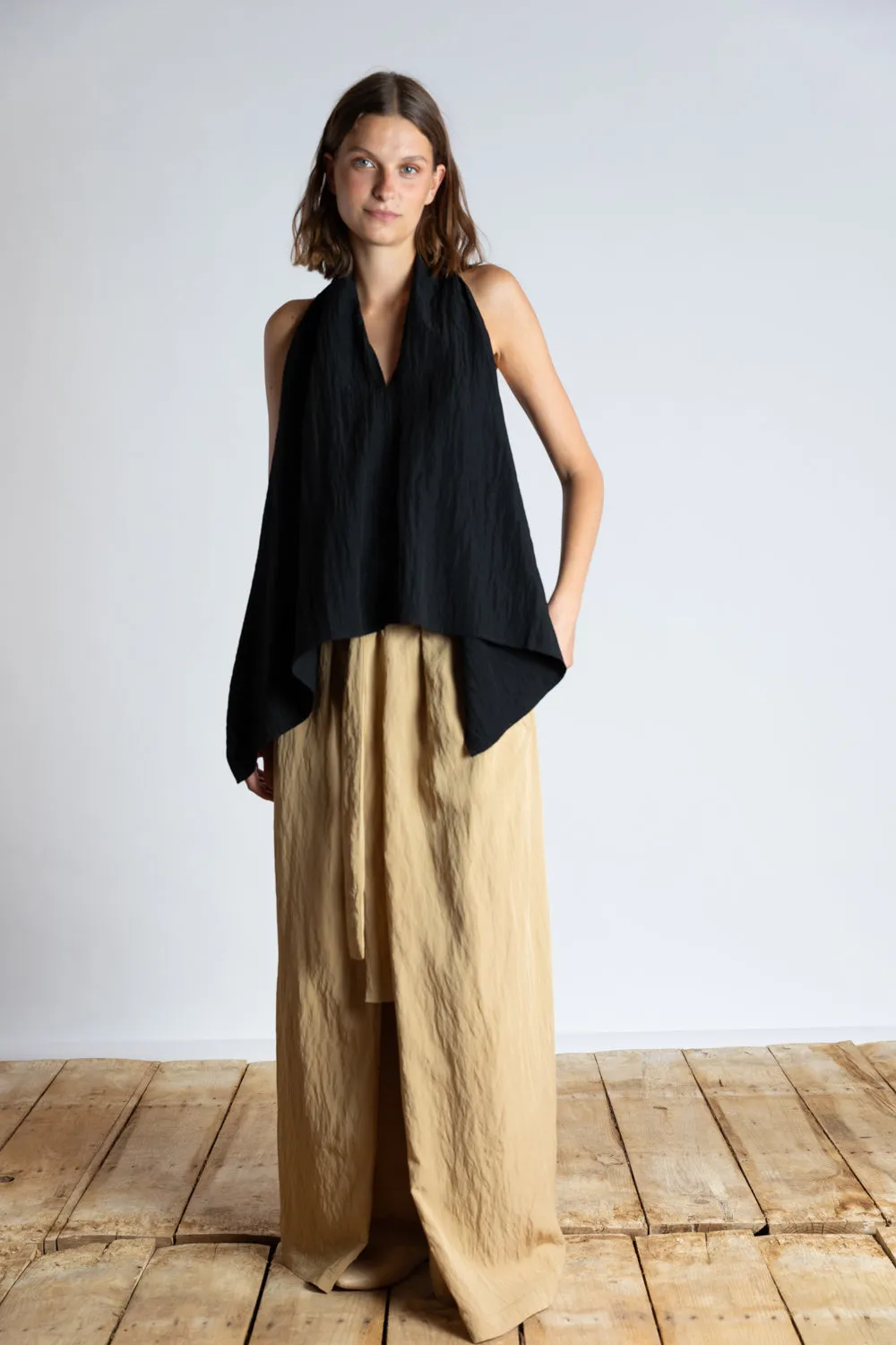Wrap Palazzo Pants with Cross Tie Detail