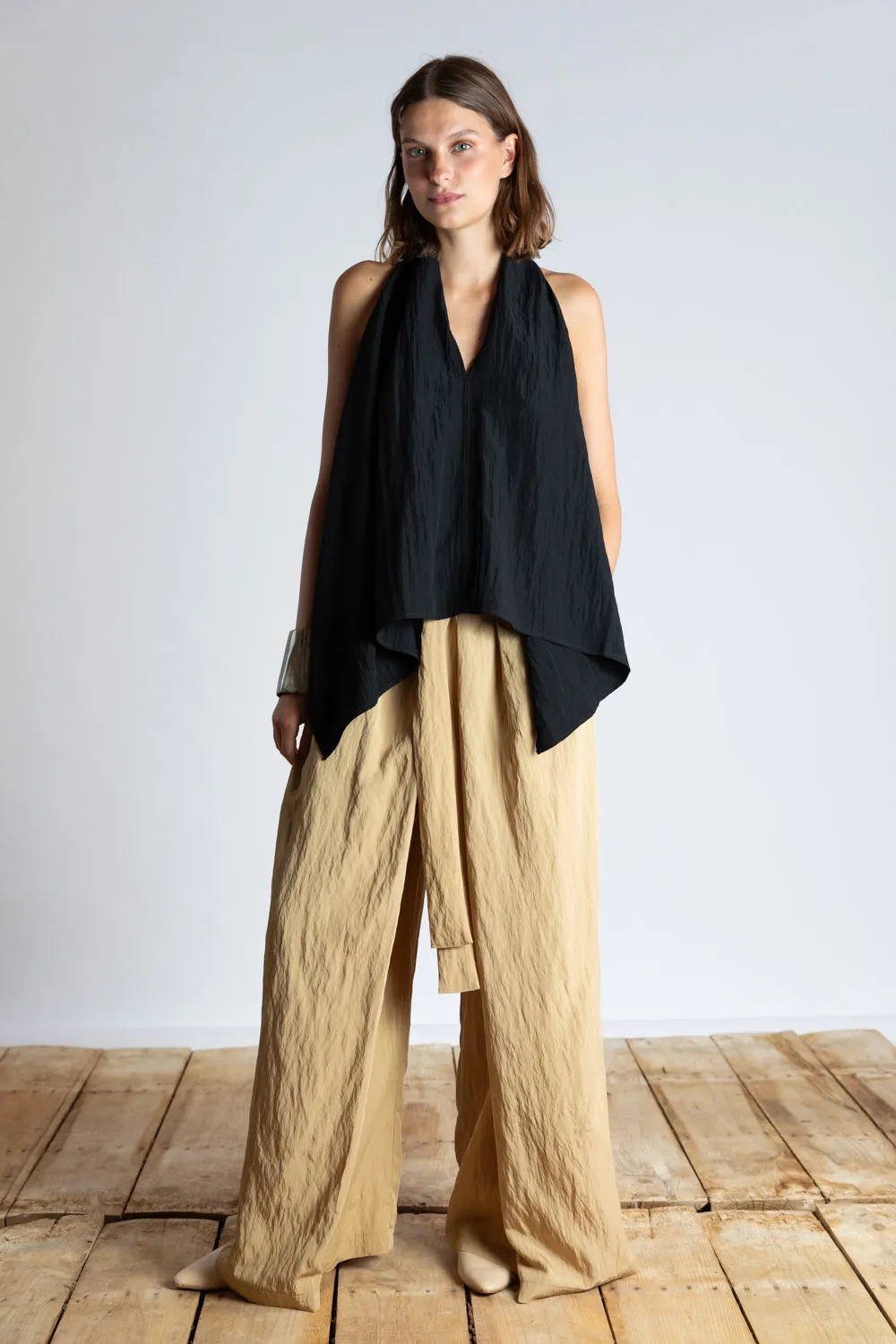 Wrap Palazzo Pants with Cross Tie Detail