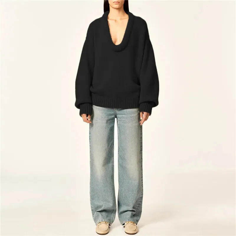 Y2K Deep U Neck Sweater