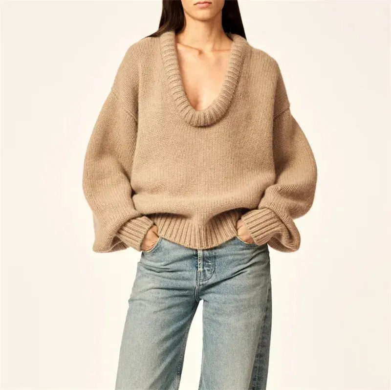 Y2K Deep U Neck Sweater