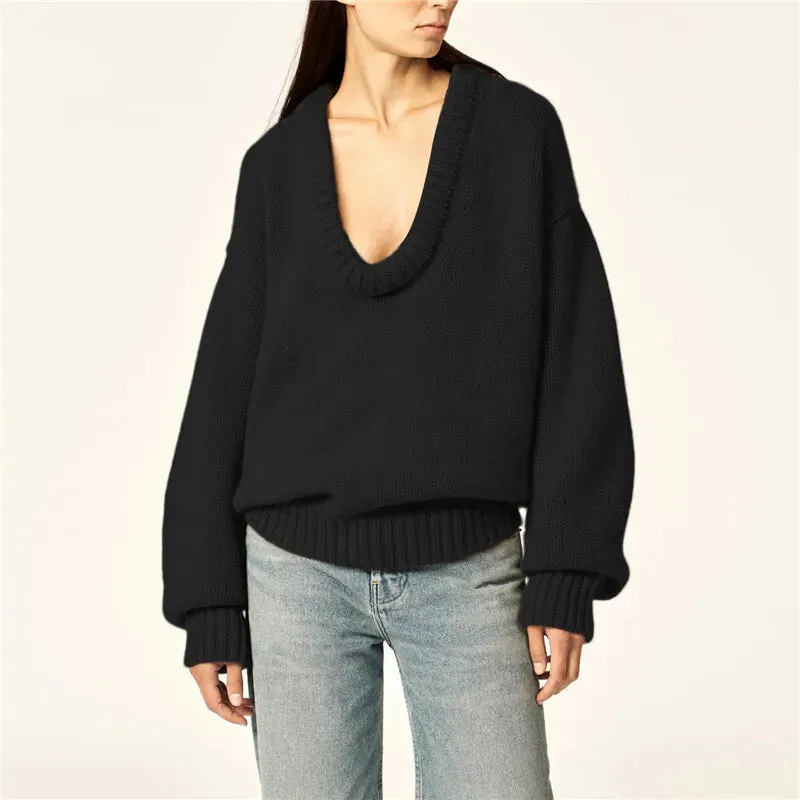 Y2K Deep U Neck Sweater