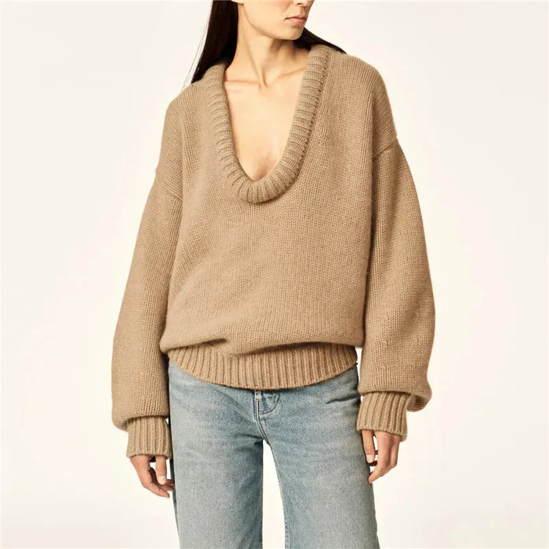 Y2K Deep U Neck Sweater