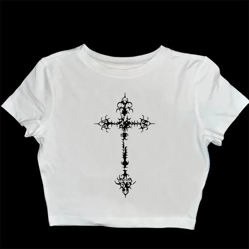 Y2K Gothic Grunge Punk Aesthetic Print Lace Camisole Top