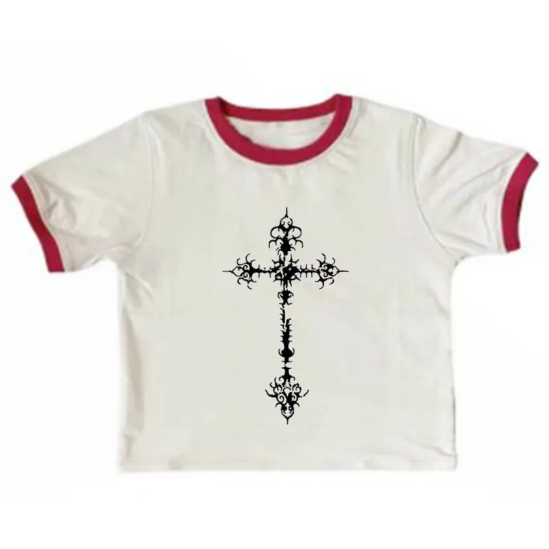 Y2K Gothic Grunge Punk Aesthetic Print Lace Camisole Top