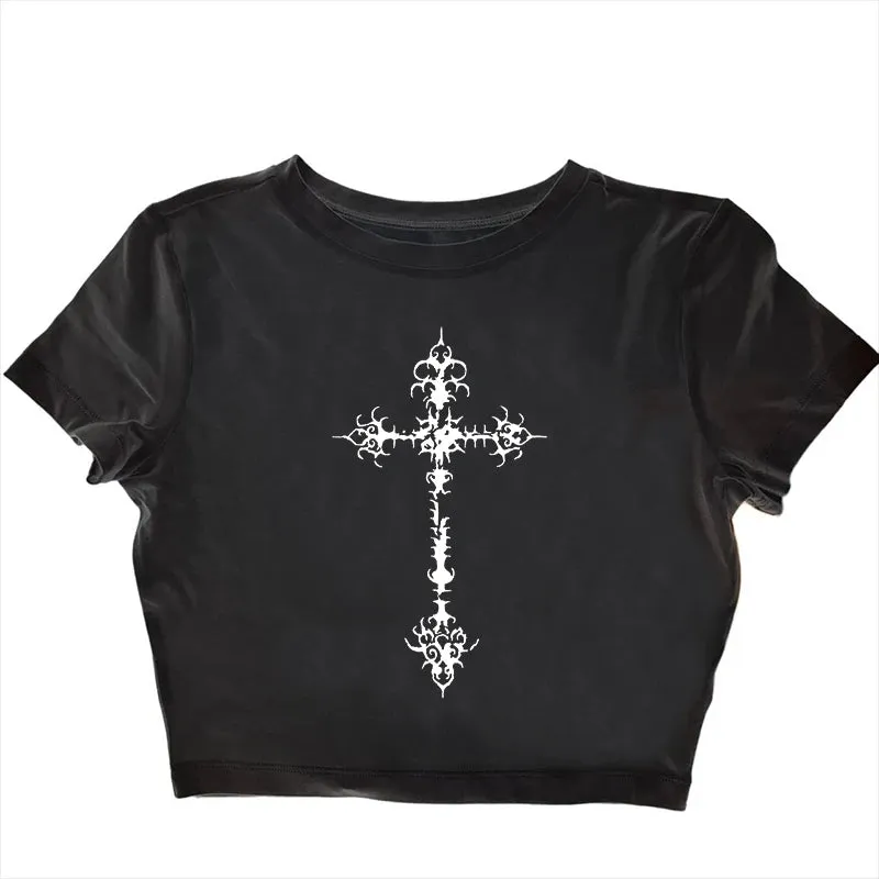Y2K Gothic Grunge Punk Aesthetic Print Lace Camisole Top