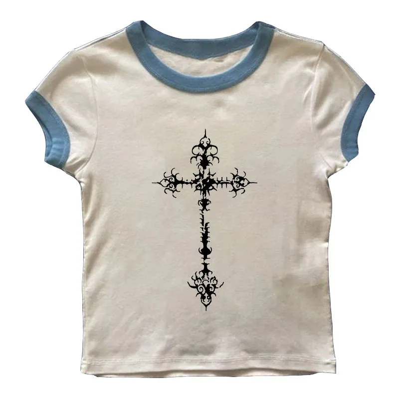 Y2K Gothic Grunge Punk Aesthetic Print Lace Camisole Top