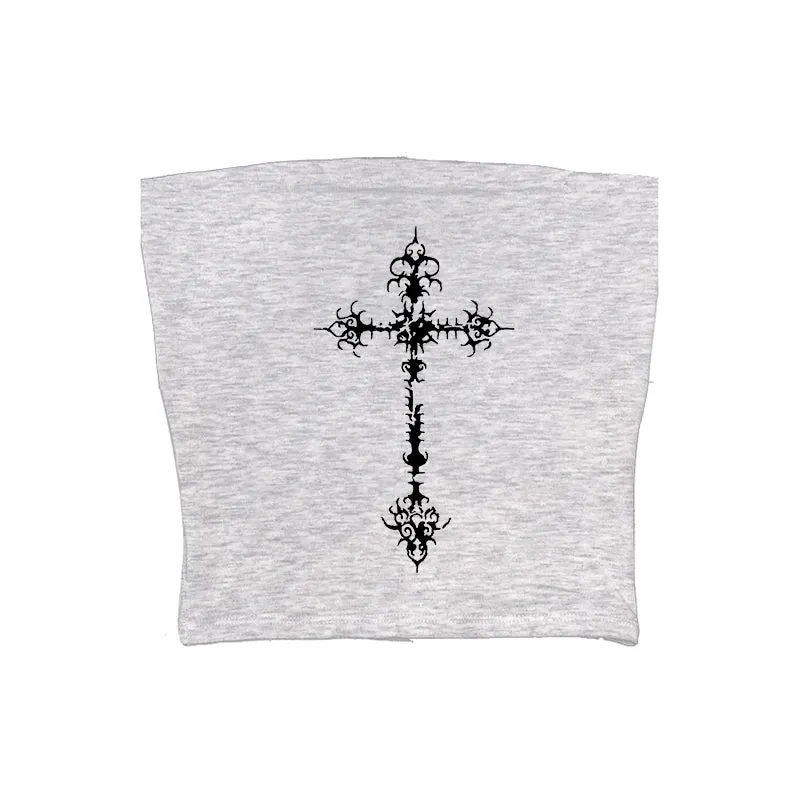 Y2K Gothic Grunge Punk Aesthetic Print Lace Camisole Top