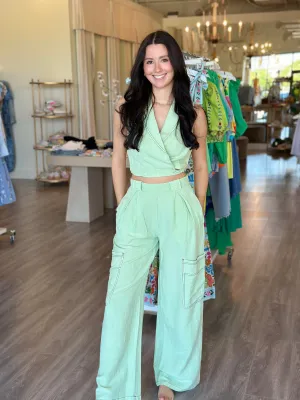YFB1738 green fig harbor wrap top