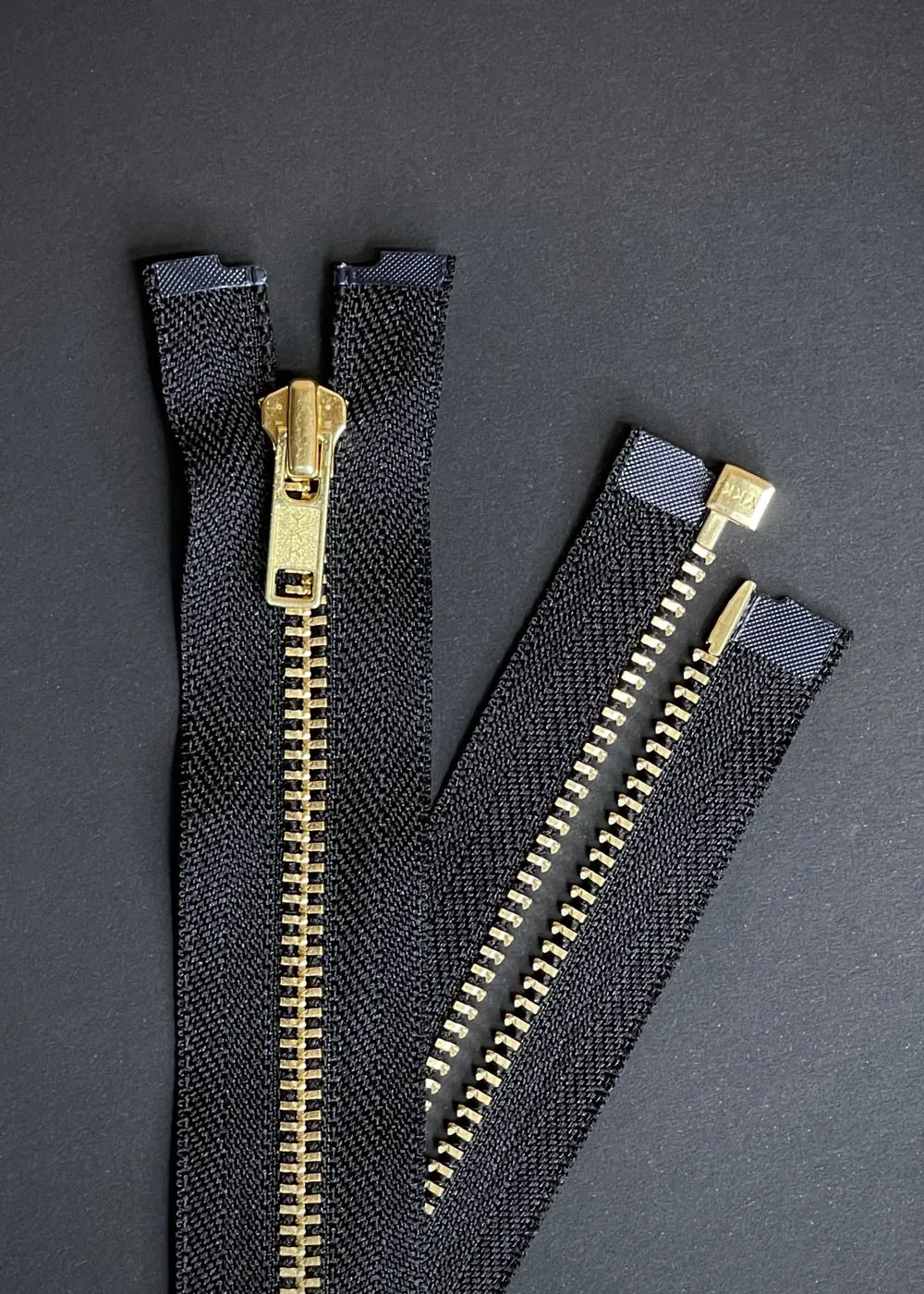 YKK, Open Ended Brass. Black. 60cm