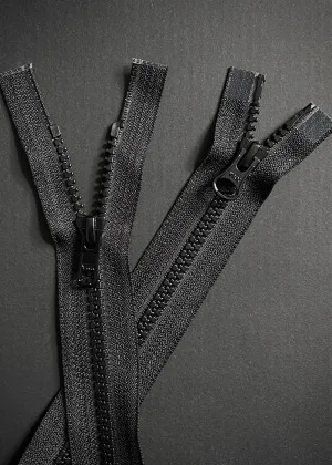 YKK, Two Way Open Ended Zip. #5 Vislon. Black