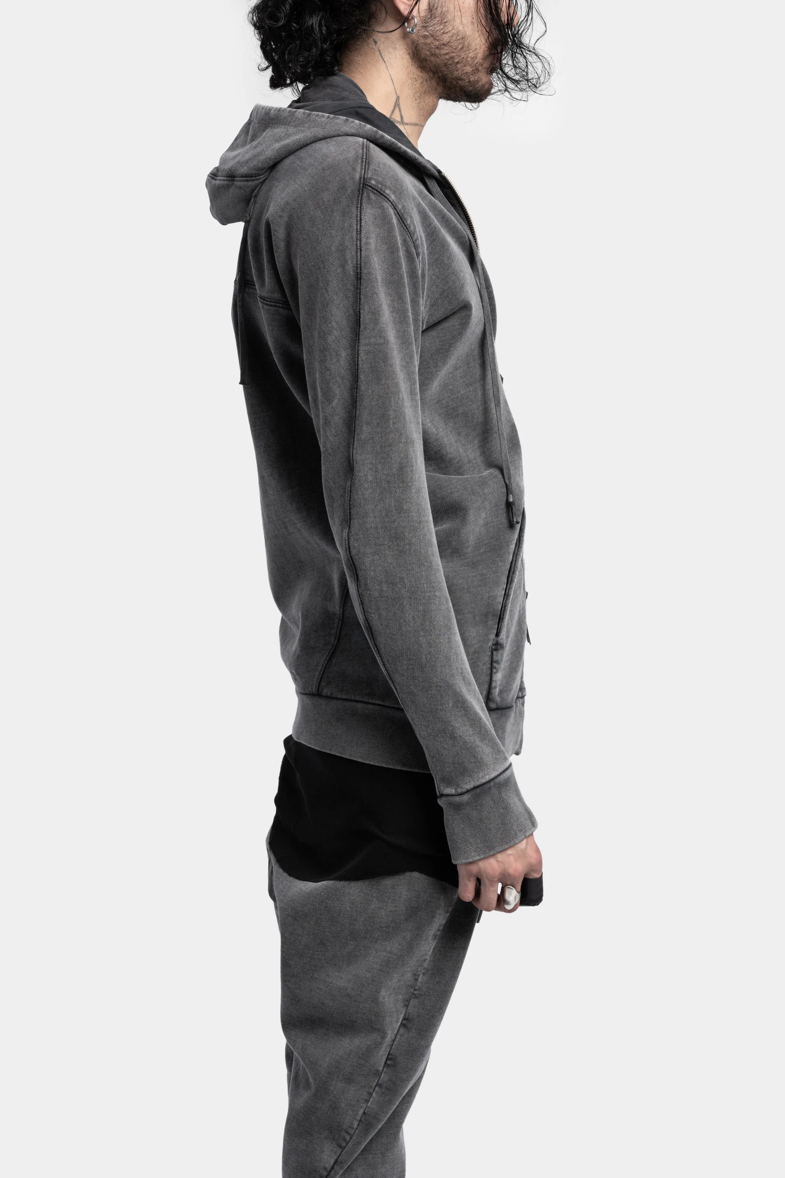 Z2B - Hooded zip up sweater, Acid grey