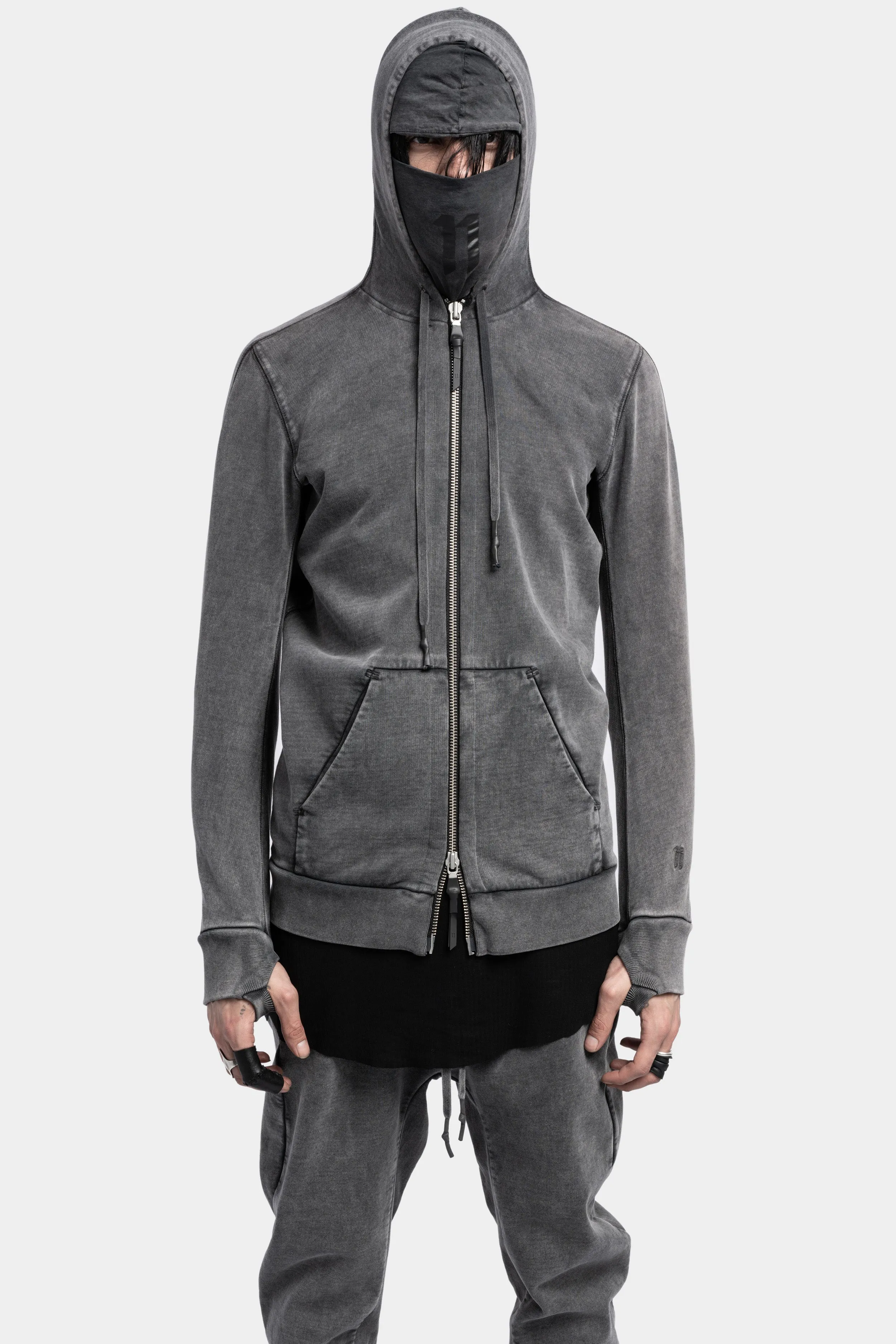 Z2B - Hooded zip up sweater, Acid grey