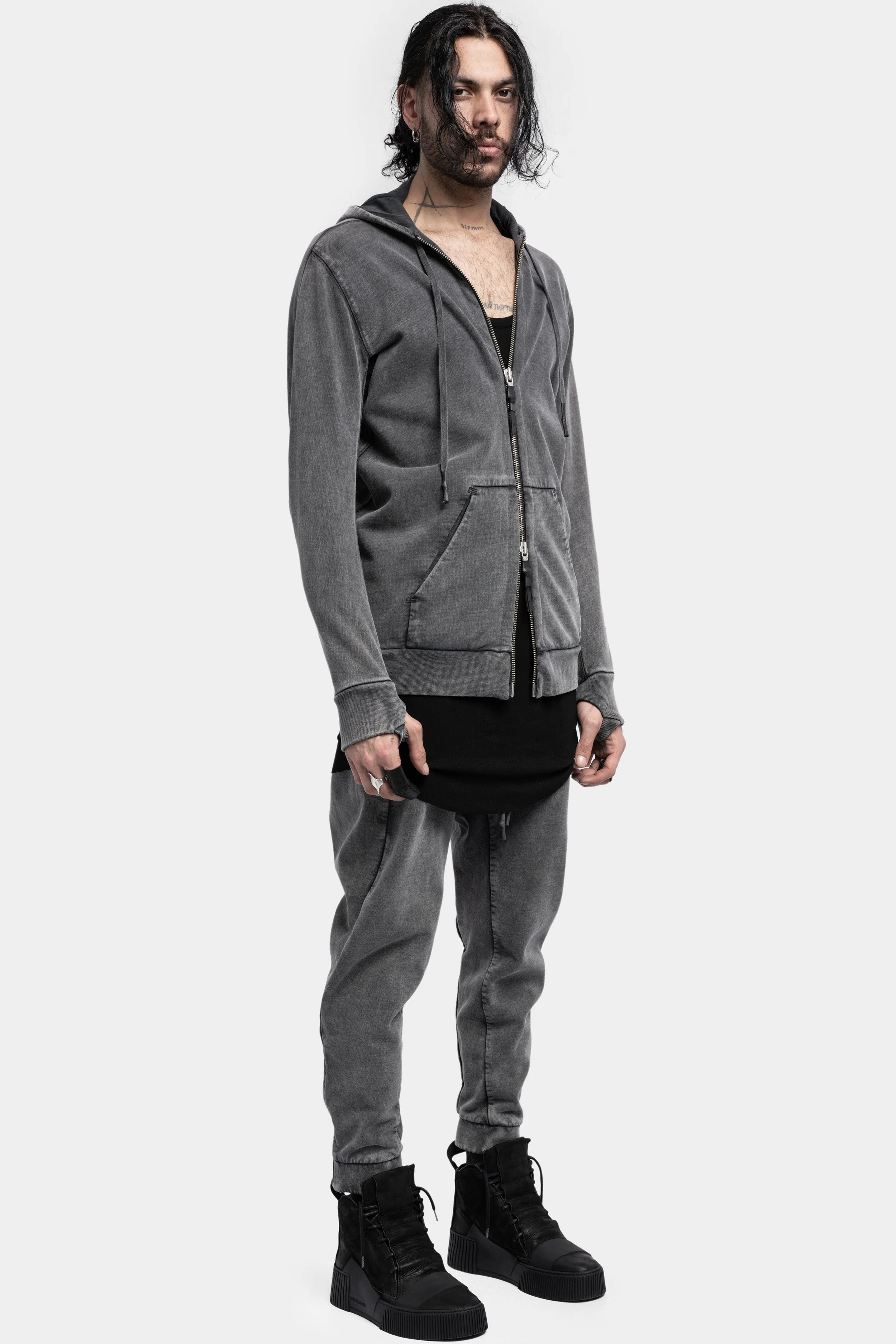 Z2B - Hooded zip up sweater, Acid grey