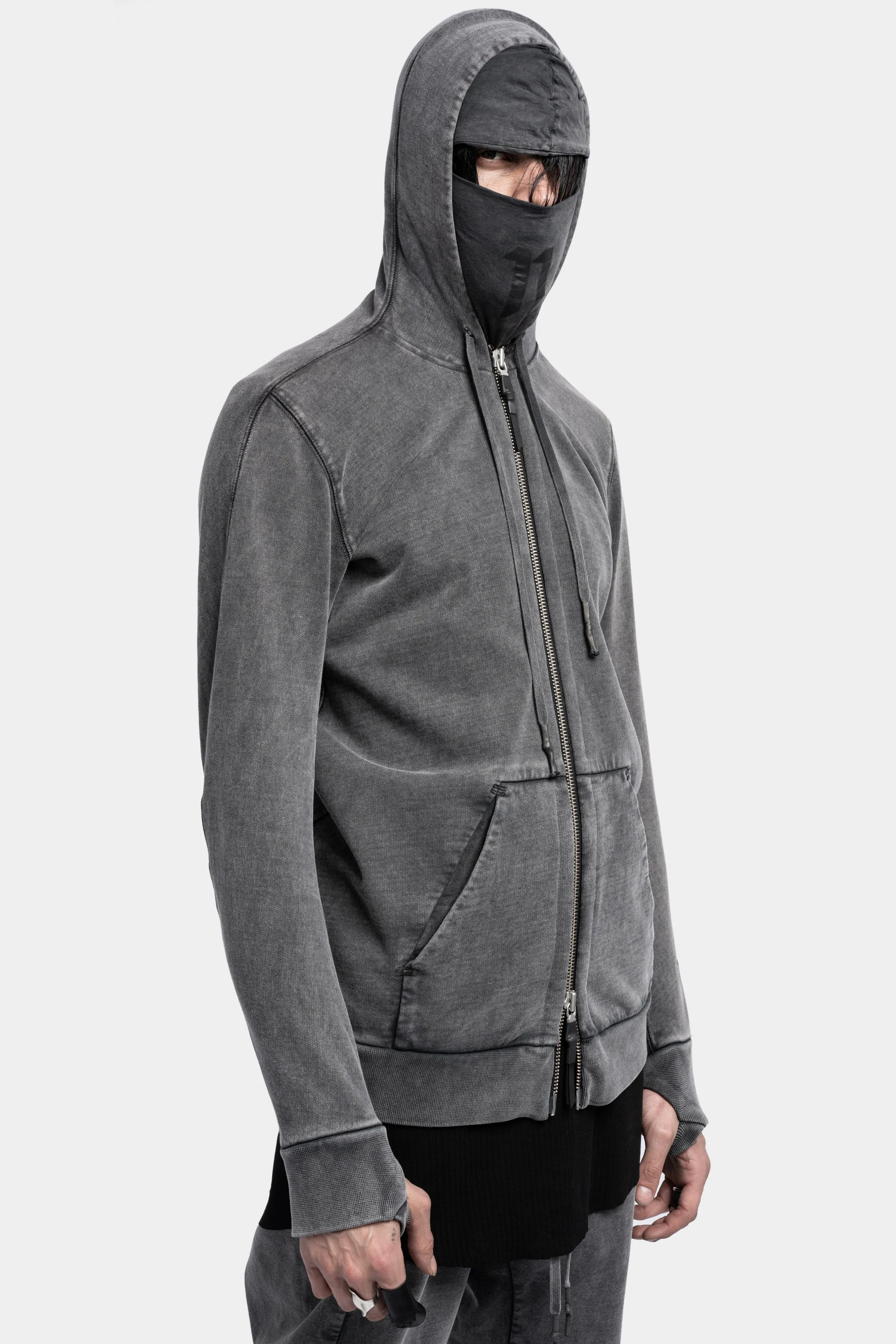 Z2B - Hooded zip up sweater, Acid grey